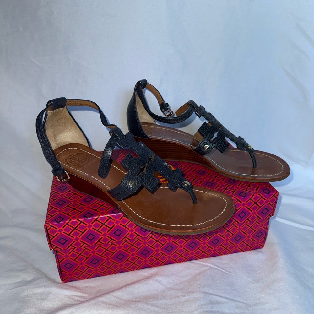 Tory Burch Black Leather Sandals - Picture 2 of 4